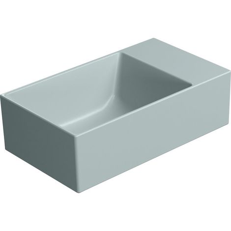 Lavabo en céramique KUBE X 40x23cm, sans trou pour robinetterie, droite/gauche, ghiaccio mat (1/4)