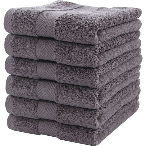 essuie Main Microfibre Serviettes à Main 40x76cm, Lot de 4, Gris foncé (1/3)