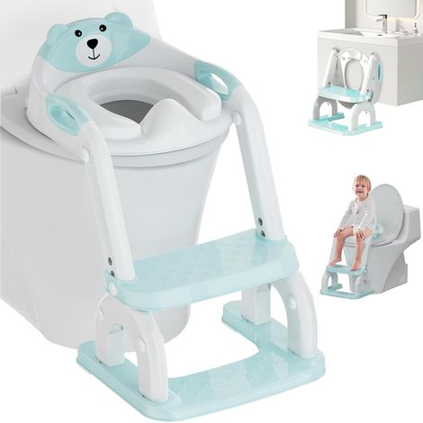 Reducteur Toilette Enfant, WC avec Marchepied, 8 hauteurs réglable pliable (1/5)