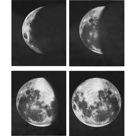 Tableau Lune Sans Cadre - Impression Phases Lunaires Abstraites - Décoration Murale Salon Chambre - Lot De 4 Pièces (1/5)