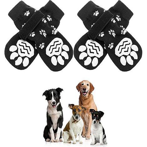 Chaussettes antidérapantes chiens intérieur pattes sol dur sangle ajustable