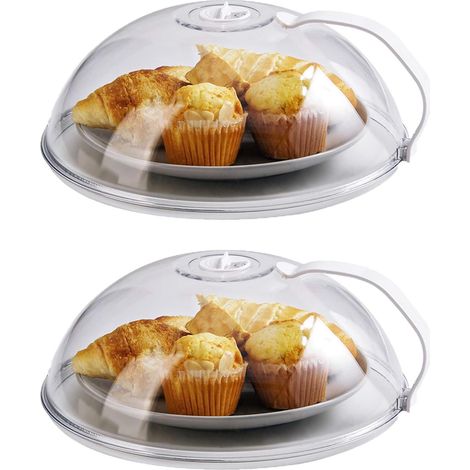Couvercle Micro-ondes - 2 Pièces - PP Sans BPA - Ventilation Réglable - Hauteur 11,5 cm Diamètre 26,6 cm - Pour Plats Bol Assiettes - Usage Cuisine Maison (1/5)