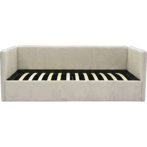 Gepolstertes Bett mit Stauraum Spanplatte beige 74x202x102cm