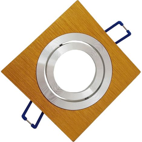 Portafaretto Quadrato Oro Orientabile da incasso cartongesso per lampadine led GU10 con ghiera svitabile (1/2)