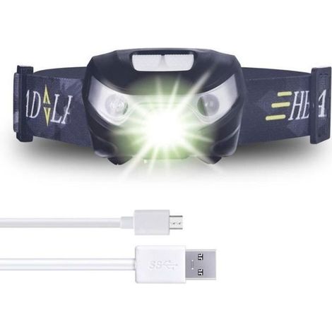 Lampe Frontale - USB Rechargeable - - 220 Lumens - Imperméable - IPX4