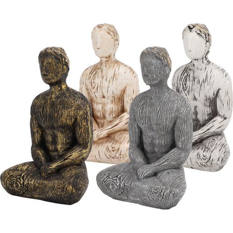 Yoga Statues Mini Portable Simple Rustic Hand Crafted Synthetic Resin Desktop Ornaments (1/5)