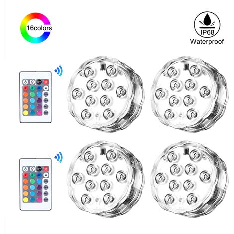 Lampes LED RGB submersibles étanches IP65 avec télécommande, éclairage sous-marin décoratif