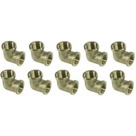 Raccord Coudé - Laiton - Femelle/Femelle - 1/2 Pouces - 90 Degrés - Pack De 10 (1/2)