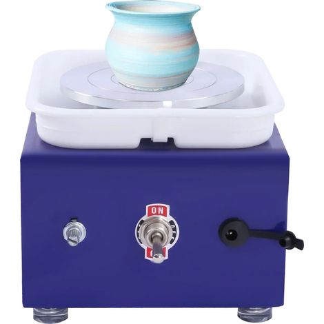 Mini torno de alfarero, 24 W de potencia, velocidad ajustable, azul. (1/2)