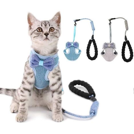 Harnais pour chat avec laisse anti-fugue, veste de promenade ajustable pour chaton, gilet doux et respirant pour animaux de compagnie (lot de 20242). (1/5)