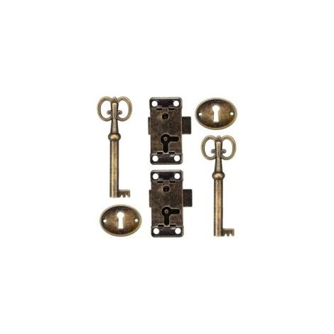 ZVD-2 Piezas Cerradura de metal antiguo, cerradura de seguridad para armario y cajón, estilo retro para joyería - Crezuo (1/4)