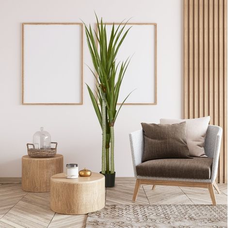 Planta artificial de yuca 190 cm en maceta, 39 hojas realistas, verde OKMYHOME (1/5)