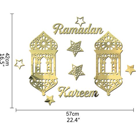 Stickers muraux miroir acrylique Aïd Moubarak, autocollants muraux, décoration pour le Ramadan (1/5)