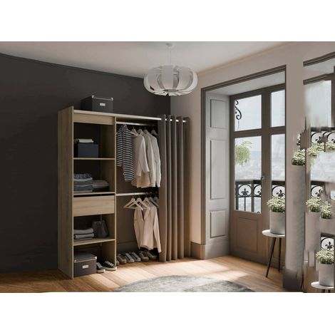 Dmora - Guardaroba grande Doubs, Mobile camera da letto, Cabina armadio portabiti, Armadio appendiabiti, 167x50 h192 cm, Rovere e Bianco opaco (1/5)