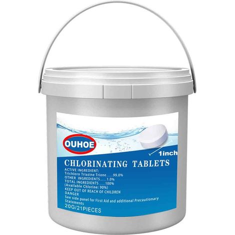 Chlortabletten – langsam auflösend, UV-stabilisiert – für Schwimmbäder, Whirlpools, Jacuzzis und Badewannen – 1-kg-Packung (1/5)