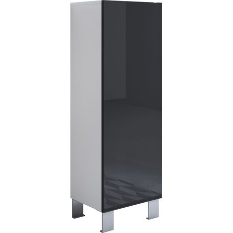 Mobile Soggiorno con Piedini 12cm  Vetrina Salotto Moderno  Vetrinetta pensile  40x138x28cm  Modello Luke V1  Bianco e Nero lucido