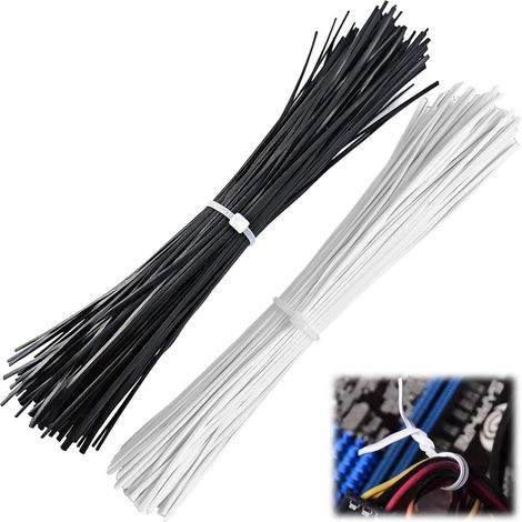 400 Pièces 15CM Serres-Câbles Plastiques Réutilisables Noirs et Blancs, Attaches Torsadées pour Organisation des Fils, Jardinage, Emballage et Rangement à Domicile (1/5)