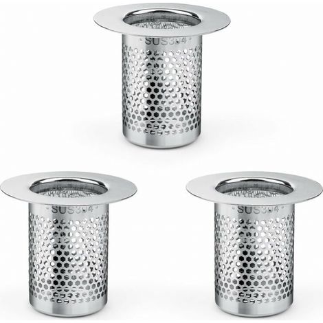 3 Pieces Shower Hair Filter, Stainless Steel Shower Hair Filter, 5.5 × 5cm Kitchen Sink Filter for Balcony, Kitchens Bathroom Floor Drain Filter (1/5)
