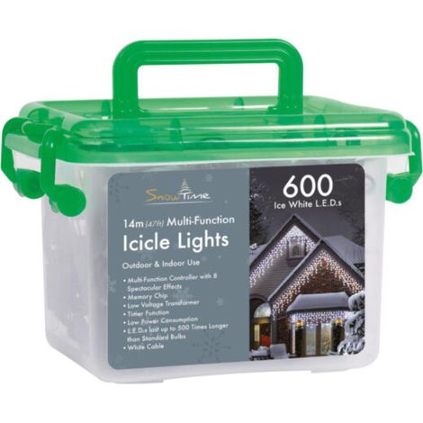 600 White LED Icicle Lights Multi- functional With Timer Xmas Tree Indoor Outdoor House Decoration (1/4)