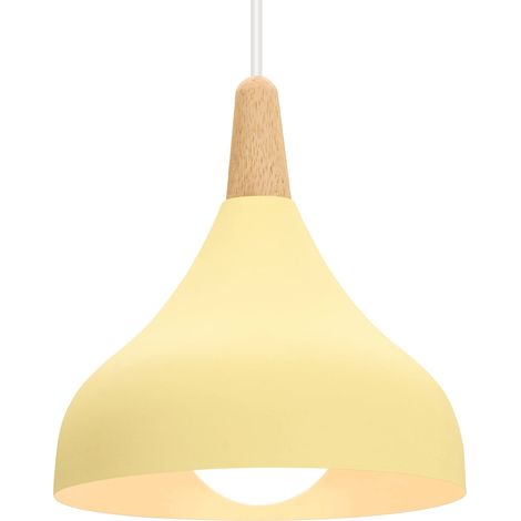 Lustre Suspension Rétro Suspension Luminaire Moderne Style Goutte Chapeau Plafonnier E27 Métal Lampe Suspension pour Chambre Salle à Manger Cuisine, Ø 20CM (Jaune Clair 1 Pack) (1/5)