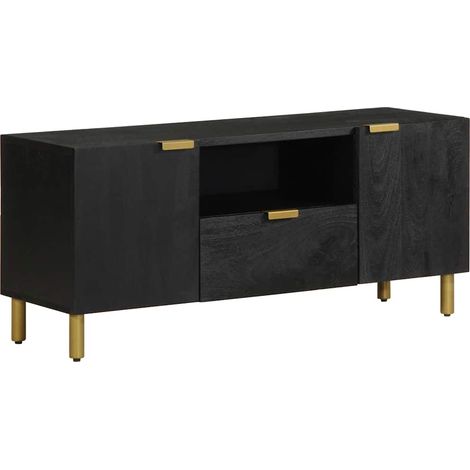 vidaXL Meuble TV noir 105x33x46 cm bois d'ingénierie (1/5)