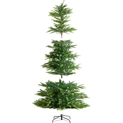 Mophorn Weihnachtsbaum, 2,3 m hoch, ein künstlicher Weihnachtsbaum mit Beleuchtung. Es ist ein Weihnachtsbaum mit voller Weihnachtsdekoration, 700 warmweißen LED-Lichtern