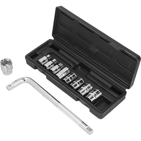 Jeu de 11 clés à douille 6 pans, acier chrome vanadium portable, outil universel de réparation automobile (1/5)