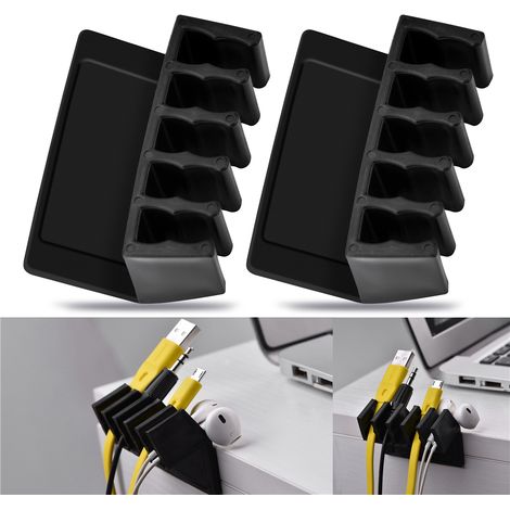 Clips universels pour câbles de bureau, séparateur de câbles, organisateur de câbles avec 5 emplacements (1/5)