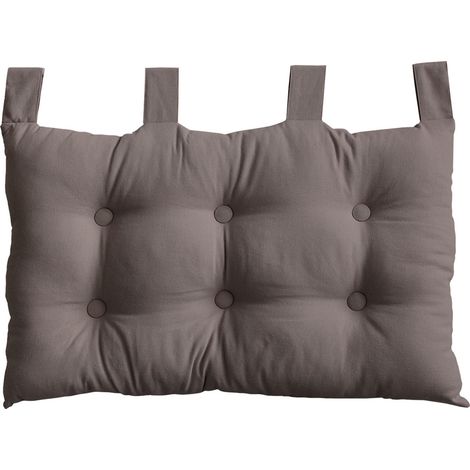 Coussin tête de lit en coton et pattes boutonnées Marron Clair 70x45 cm