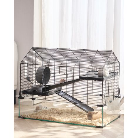 VEVOR Cage Hamster, 75x44x61 cm, Habitat Rongeurs Transparent de Vue Panoramique 360° avec Bouteille deEau, Bol, Roue, Maison Portable pour Petits Animaux de Compagnie, Souris, Rats, Cochons deInde