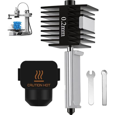 Gruppo hotend A1/A1mini compatibile con il kit di blocco riscaldante hotend Bambulab A1 Mini Upgrade per stampante 3D con ugello in acciaio temprato da 0,2 mm e calze in silicone. (1/5)