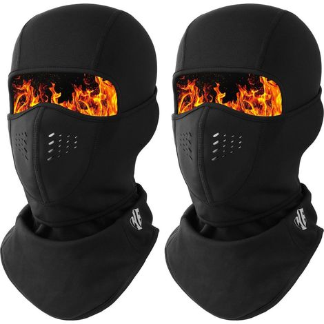 Sturmhaube Balaclava atmungsaktiv winddicht warm für Ski Motorrad Laufen Schwarz 2er Pack (1/5)