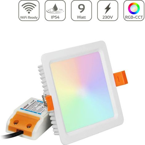 MiBoxer RGB+CCT LED Einbaustrahler eckig weiss 9W 120x120mm 2.4GHz WiFiready FUT064 (1/5)