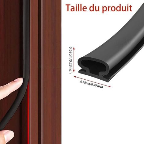 Schwarze, selbstklebende Tür- und Fensterdichtung aus TPE, 8 m – Schall- und Wärmedämmung – Hochdichter, komprimierbarer Gummi