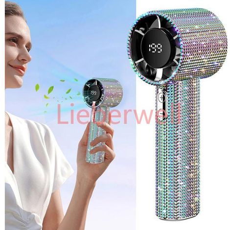 Ventilateur Portable,Mini Ventilateur Turbo Portatif, 199 Vitesses, Rechargeable, Silencieux, Longue Durée De Vie, Avec Affichage(A) (1/5)
