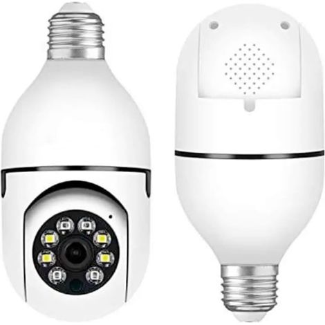 360 E27 HD 720P Wireless WiFi Bulb Camera - Night Vision Surveillance, Two-Way Audio, 128GB Encrypted Storage, Indoor & Outdoor, Baby/Pet