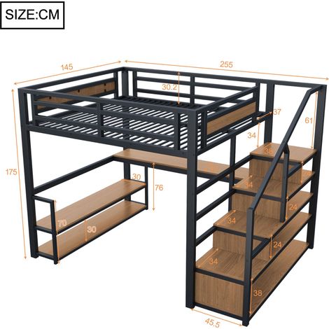 Polsterbett aus Metall in Schwarz 255 x 145 x 175 cm HOMAIRE (1/5)