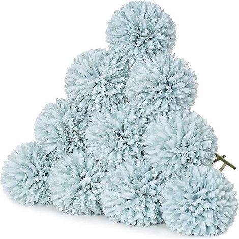 10 Pièces Fleurs Artificielles Simulation Soie Hortensia Bouquet de Mariée Fausse Fleur pour Décoration Mariage Fête Maison Party Chambre Table Bricolage Déco-bleu (1/4)