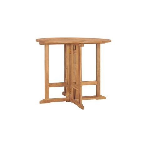 Table à dîner pliable de jardin Ø90x75 Bois de teck solide (1/5)