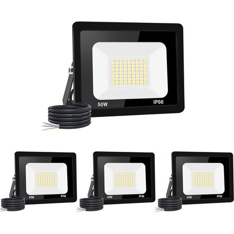 【4PCS】50W Projecteur LED Exterieur 5000LM IP66 Imperméable spot led exterieur Super Brillant Eclairage Extérieur Blanc Chaud(3000k) Sécurité spot led pour stades, usines, Parking, garage, jardi