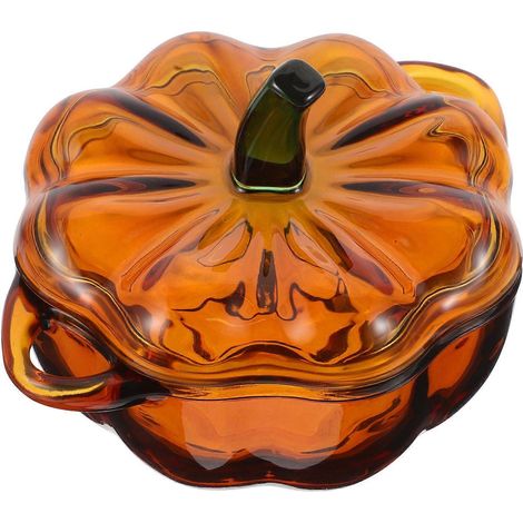 bocal à bonbons en forme de citrouille en verre avec couvercle pour la conservation (1/5)