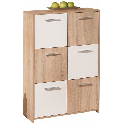 Inter Link Mobile Multiuso in Rovere Bianco a 6 Ante Egadi - 77 x 30 x 115 cm (1/7)