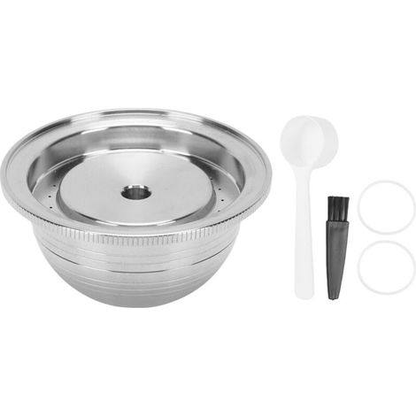 Dosette de café rechargeable adaptée à la capsule réutilisable en acier inoxydable Vertuo Plus avec cuillère à brosse 230ML