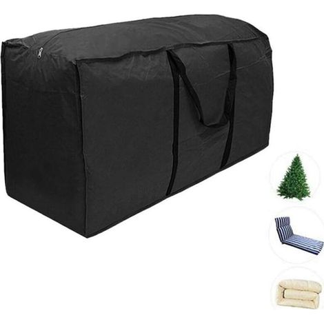 Housses de coussin d'extérieur Sac de rangement meuble 210D Résistant à l'eau jardin Patio siège couette arbre de noël zippé housse de protection rangement porter sac à main Noir (S) (1/5)