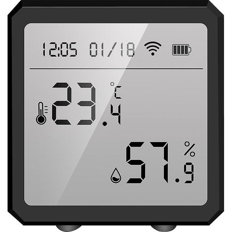 Tuya Smart WiFi Temperatur- und Feuchtigkeitssensor für Innenräume, Hygrometer, Thermometer, App-Fernsteuerung mit LC (1/5)