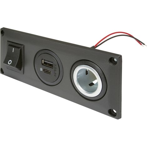 ProCar Einbausteckdose mit USB-C/A Doppelsteckdose schaltbar + 1 Powersteckdose Belastbarkeit Strom