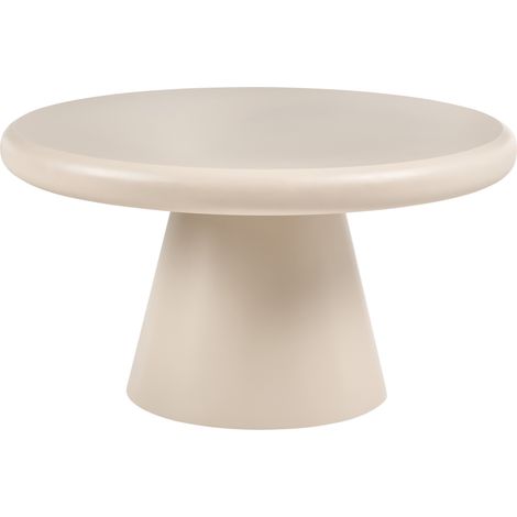 Mesa de centro redonda con base de pedestal diseño escultural estilo orgánico beige Mamawi (1/5)