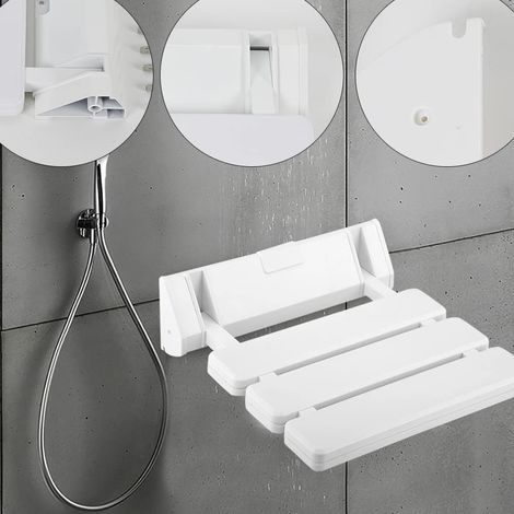 Chaise de douche pliante murale, capacité maximale de 130 kg, adaptée aux femmes enceintes, aux personnes âgées et aux enfants handicapés, couleur blanche