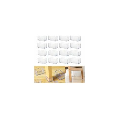 Set di 16 tappi rettangolari trasparenti in PVC per gambe di sedie – 20 x 30 mm – Antigraffio per pavimenti – Facile installazione – Crezuo