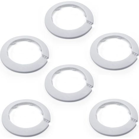 Lot de 6 cache-tuyaux, plastique PP, diamètre 90 mm, blanc, pour radiateur et évacuation (1/5)